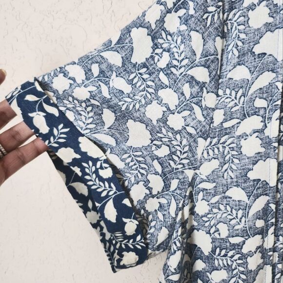 Faherty Gemina Linen Blend Shift Dress Indigo Echo Floral Size XL - Picture 5 of 8